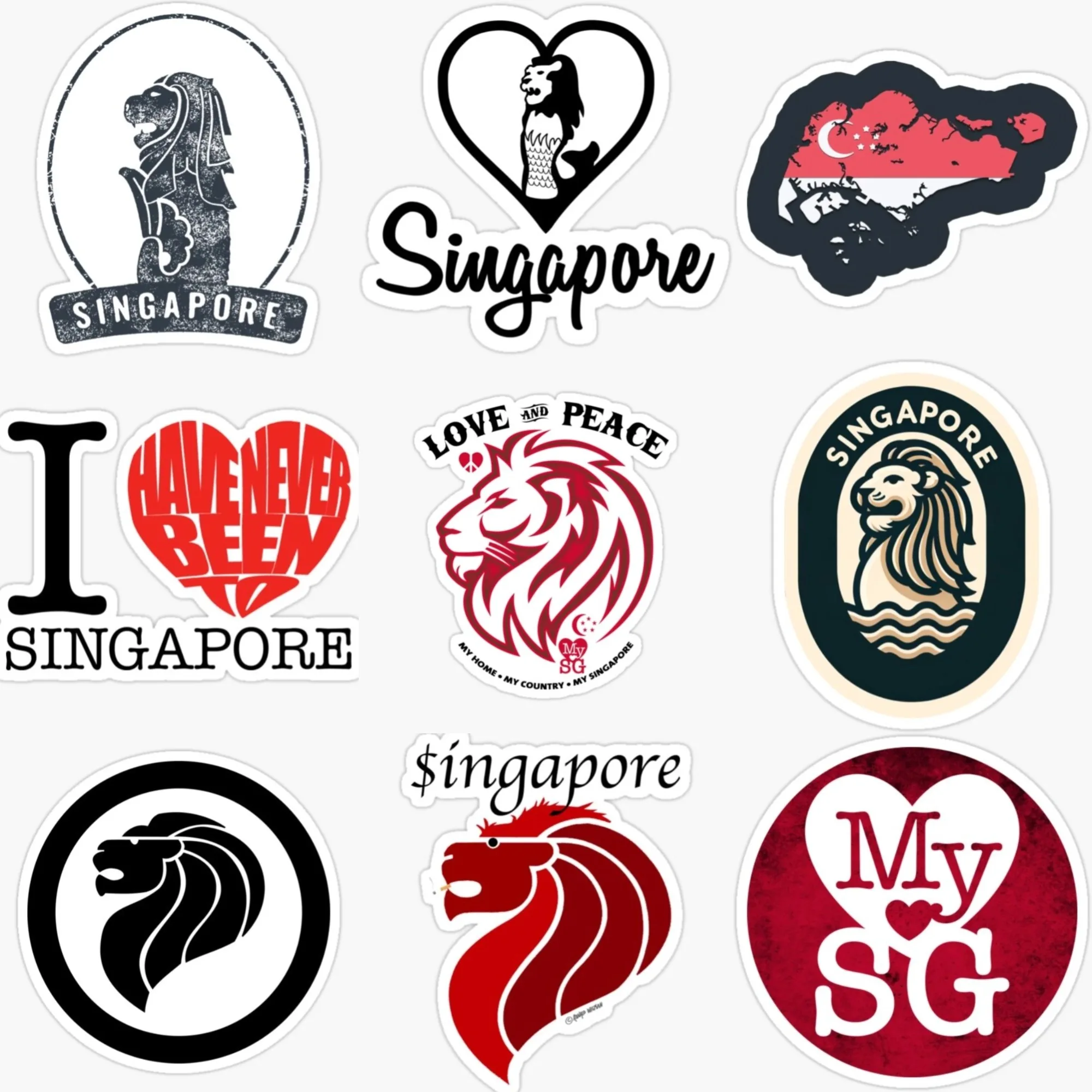 Car Accessories Singapore - Singapore SG Flag Map Merlion Emblem