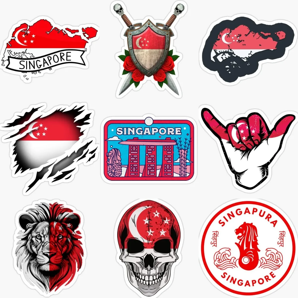 Singapore Flag Map Lion Creati - Car Accessories Singapore review and price